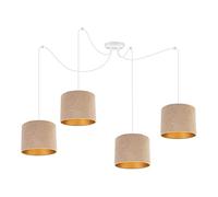 Light-Home Spider Milan Lampadario a Sospensione - Lampadario Ragno - Lampade a Sospensione in Tessuto con Paralume Moderno - 4 Luce - E27 - Beige e Oro - Cavo Bianco