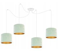 Light-Home Spider Milan Lampadario a Sospensione - Lampadario Ragno - Lampade a Sospensione in Tessuto con Paralume Moderno - 4 Luce - E27 - Pistacchio e Oro - Cavo Bianco