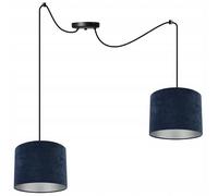 Light-Home Spider Milan Lampadario a Sospensione - Lampadario Ragno - Lampade a Sospensione in Tessuto con Paralume Moderno - 2 Luce - E27 - Blu navy e Argento