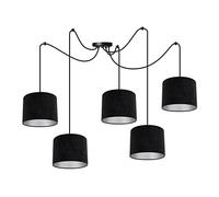 Light-Home Spider Milan Lampadario a Sospensione - Lampadario Ragno - Lampade a Sospensione in Tessuto con Paralume Moderno - 5 Luce - E27 - Nero e Argento