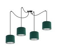 Light-Home Spider Milan Lampadario a Sospensione - Lampadario Ragno - Lampade a Sospensione in Tessuto con Paralume Moderno - 4 Luce - E27 - Verde e Argento