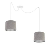 Light-Home Spider Milan Lampadario a Sospensione - Lampadario Ragno - Lampade a Sospensione in Tessuto con Paralume Moderno - 2 Luce - E27 - Grigio e Argento - Cavo Bianco