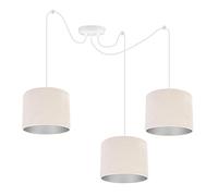 Light-Home Spider Milan Lampadario a Sospensione - Lampadario Ragno - Lampade a Sospensione in Tessuto con Paralume Moderno - 3 Luce - E27 - Beige chiaro e Argento - Cavo Bianco