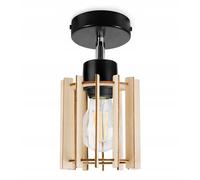 Light-Home Timber Lampadario a Sospensione - Lampadario Industriale per Soggiorno Camera da Letto e Cucina - Lampade a Sospensione in Metallo e Legno con Paralume Moderno - 1 Luce - Valzer