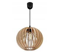 Light-Home Timber Lampadario a Sospensione - Lampadario Industriale per Soggiorno Camera da Letto e Cucina - Lampade a Sospensione in Metallo e Legno con Paralume Moderno - 1 Luce - Palla