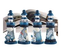 Light House Decor | 13,5 x 5 cm Mediterranean Style Light House Decoration - Wooden Decorative Accessories | Miniature Light House Set di 4, Decorative Nautical Ornament for Home Decor, Photo Props