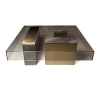 Light Luxury Coffee Table Stainless Steel Square End Table Tempered Glass Table Living Room Tea Table Furniture