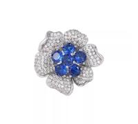 Light Luxury Flower Magnetic Brooch Retro Navy Blue Imitation Crystal Dress Suit Collar Needle Accessory per feste e riunioni