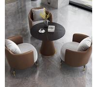 Light Luxury Reception Table & Chair Set Italian Single Sofa Black Rock Plate Round Table Stylish Office Meeting & Home Balcony Leisure Furniture