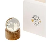 LIGHT Mappamondo su base di legno con luce led 6 cm BOMBONIERA