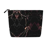 Light Mountain, borsa cosmetica da donna con motivo a forma di montagna, borsa da toilette a strato singolo, adatta per riporre tutti i giorni, viaggi e viaggi di lavoro., Marmo nero oro rosa, taglia