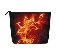 Light Mountain, borsa cosmetica da donna con motivo a forma di montagna, borsa da toilette a strato singolo, adatta per riporre tutti i giorni, viaggi e viaggi di lavoro., Fiori di fuoco fiammeggianti