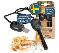 Light My Fire Acciarino per Fuoco Pietra Focaia Kit Sopravvivenza Militare Professionale ARMY- Bushcraft Accessori - Kit Campeggio Accendi Fuoco - Fire Starter 2-in-1-12 000 Accensioni, SlatyBlack