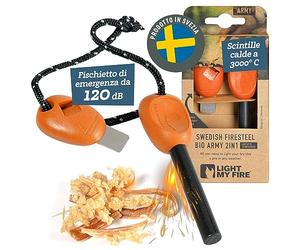 Light My Fire Acciarino per Fuoco Pietra Focaia Kit Sopravvivenza Militare Professionale ARMY- Bushcraft Accessori - Kit Campeggio Accendi Fuoco - Fire Starter 2-in-1-12 000 Accensioni, RustyOrange