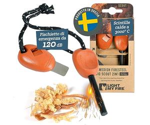 Light My Fire Acciarino per Fuoco Pietra Focaia Kit Sopravvivenza Militare Professionale SCOUT- Bushcraft Accessori - Kit Campeggio Accendi Fuoco - Fire Starter 2-in-1-3000 Accensioni,RustyOrange