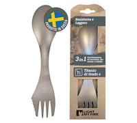 Light My Fire Spork Titanio - Combo Forchetta Coltello Cucchiaio Portatile - Posate da Viaggio e Campeggio Riutilizzabili - Posate Picnic Indistruttibili, Atossiche, Senza BPA - Spork Set da 1