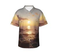 Light on the sea Level - Camicia hawaiana a maniche corte da uomo, perfetta per vacanze al mare quest'estate, Nero, S-4XL
