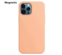 (Light Orange, Multicolor) For iPhone 12 Pro Max Compatible with MagSafe Liquid Silicone Phone Back Cover (No Logo) - Dark Purp