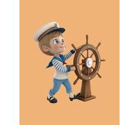 Light Orange Sailor Boy Notebook For Kids & Teens, Aesthetic Notebook For School And College-8x10 In, 250 Wide Ruled Pages, Matte Finish Cover: ... Boys, Kawaii Stationery Gift For School Kids