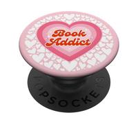 Light Pink Book Addict Cute Bookish Bookworm Reading Heart PopSockets PopGrip Adesivo