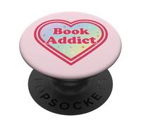 Light Pink Book Addict Cute Bookish Bookworm Reading Heart PopSockets PopGrip Adesivo