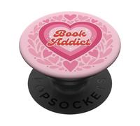 Light Pink Book Addict Cute Bookish Bookworm Reading Heart PopSockets PopGrip Adesivo