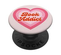 Light Pink Book Addict Cute Bookish Bookworm Reading Heart PopSockets PopGrip Adesivo