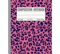 Light Pink Composition Notebook: Wide Ruled Leopard Book for Teen Girls | Pastel Aesthetic Journal for School, Writing, or Notes | Cute Animal Print Supplies | 110 Pages, 7.5 x 9.25
