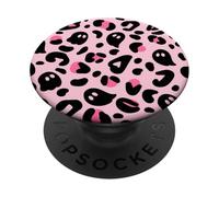 Light Pink Leopard Print Hot Pink Cheetah Halloween Ghost PopSockets PopGrip Adesivo