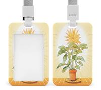 Light Plants - Porta badge trasparente con cordino rimovibile, custodia verticale in plastica rigida per proteggere carte d'identità da lavoro e carte di credito per ufficio e fabbrica