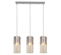 Light Prestige Zara 3 lampada a sospensione in vetro, E27, 60 W, Trasparente, 60 x 10 x 145 cm