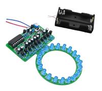 Light Project Set Controller Separato, Blu CON BOX BATTERIA | Componenti del circuito, Posizioni della scheda etichettate, Progetto di luce circolare di lavoro costruito tramite saldatura