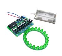 Light Project Set Controller Separato, Verde CON BOX BATTERIA | Componenti del circuito, Posizioni della scheda etichettate, Progetto di luce circolare di lavoro costruito tramite saldatura