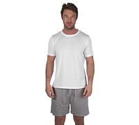 Light & Shade Pigiama da Uomo in Due Pezzi, con t-Shirt Girocollo e Pigiama Corto, Bianco, L