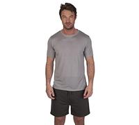 Light & Shade Pigiama da Uomo in Due Pezzi, con t-Shirt Girocollo e Pigiama Corto, Grigio, M