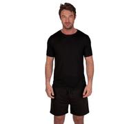 Light & Shade Pigiama da Uomo in Due Pezzi, con t-Shirt Girocollo e Pigiama Corto, Nero, M
