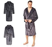 Light & Shade Portfolio - Accappatoio da uomo in pile morbidissimo con cappuccio, colore: grigio, L/XL