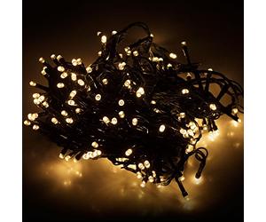 Light string with 320 LEDs warm white, lighting for inside and outside, garden lighting, total length 27 meters