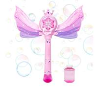 Light Up Bubble Wand, Wings Design Toy, Battery Powered Bubble Maker, Automatic Musical Glow Function, Enchanting Outdoor Play Tool, for Backyard Garden Party Wedding Christmas Use