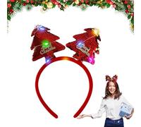Light Up Christmas Headbands, Cartoon Holiday Lighted Headbands, (9.45x8.66 Inches) Cute Christmas Costume Headwear, Photography Fancy Headpieces for Holidays Decorations, Fabric