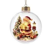 Light Up Christmas Tree Ornament - 3.54in LED Santa Elk Ball Decor