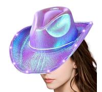 Light Up Cowboy - Glowing Western Cap, Felt Fabric, Multifunctional | Comfortable Light Up Cowboy Hat Parties,Light Up Cowboy Hat Mult, Raves, Night Events, Camping, Concerts, for Home, Workplace