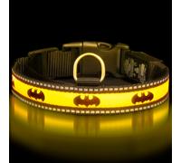 Light Up Dog Collar Batman Bat Yellow/Black Small 12-16"