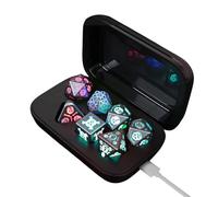 Light Up Game Dice, ricaricabile Polyhedral Set, Flashing LED Tabletop Pieces, RGB Glowing Sides, USB Charging Case Included, Ideal for Role Playing Gatherings, Unavailable, Fantasy Adventure