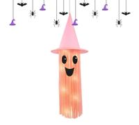 Light Up Ghost Decor - 3 Pack Hanging Halloween Ghosts, Flying Glowing Yard