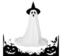 Light-Up Ghost Decor, Halloween Spooky Display, Remote-Controlled Accent, Glowing LED Feature, Hanging Hat Design, Weather-Resistant Build, Easy Setup, Yard, Porch, Party, 40-155cm