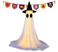 Light Up Ghost Decorations, Scary Festival Prop, Haunted House Ghost Decor with Lights, Spooky Display for Outdoor Garden, Cemetery, Indoor Porch, Pathway, Patio, Lawn Halloween Setup