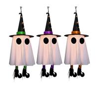 Light Up Ghost, Hanging Decor, Halloween Ornament, LED Glowing Design, Easy Hanging, Lightweight Build, Indoor Outdoor Holiday Display Use, 7,87 x 7,87 x 0,79 pollici, 32 pezzi