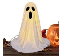 Light Up Ghost, Scary Ghost Decor, 5.12x5.12in String Lights Ornament, Spooky Design, Authentic Battery Operated for Halloween, Indoor, Outdoor, Yard, Porch, Wall, Window, Desk