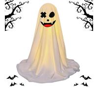 Light Up Ghost, Scary Hanging Figure with String Light, Tabletop Halloween Ornament Display, Indoor Outdoor Yard Mantel Wall Porch Window Door Home Desk and Spooky Decor Setup